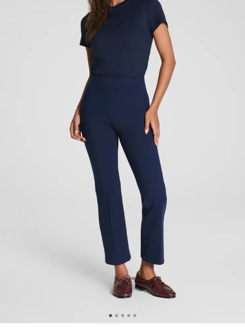 SPANX Navy Ponte Kick Flare Pant with Pintuck- Medium Tall